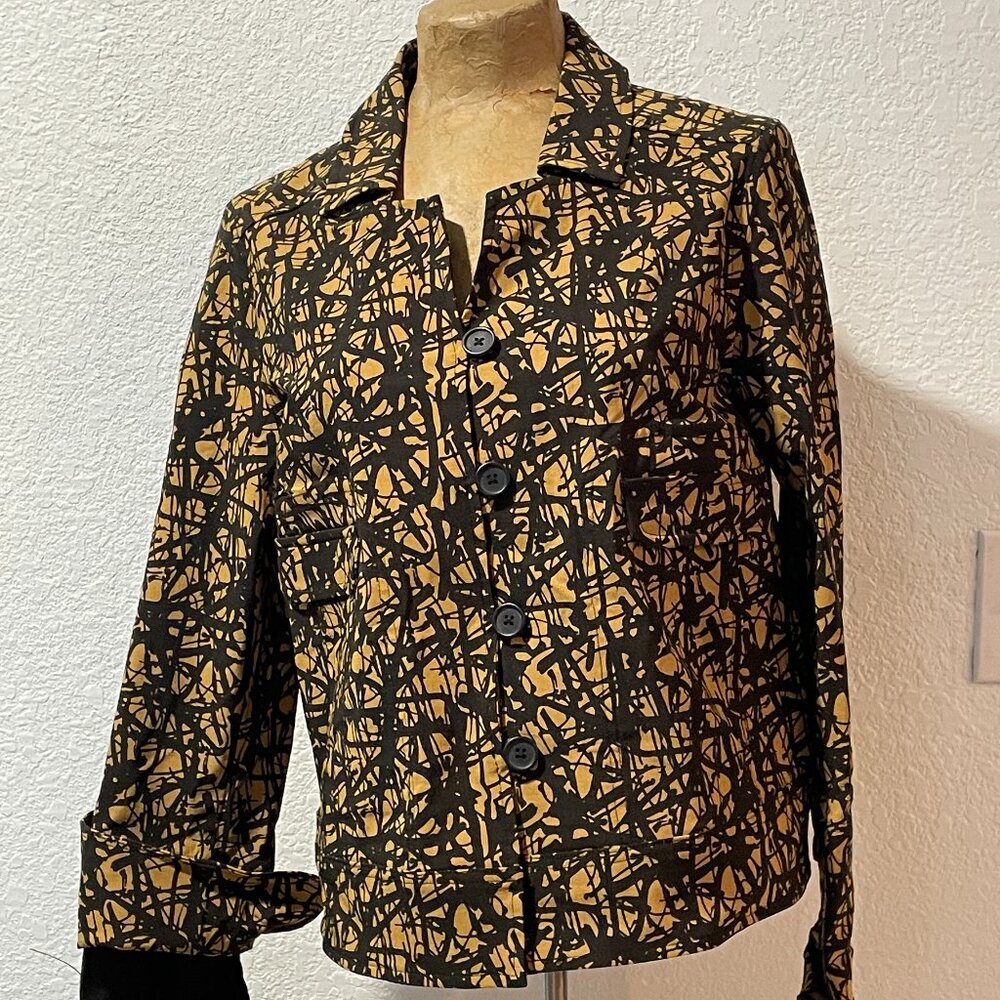 NWT $210 NOEN Black Camel Scribble Jacket 36 / 6 Small